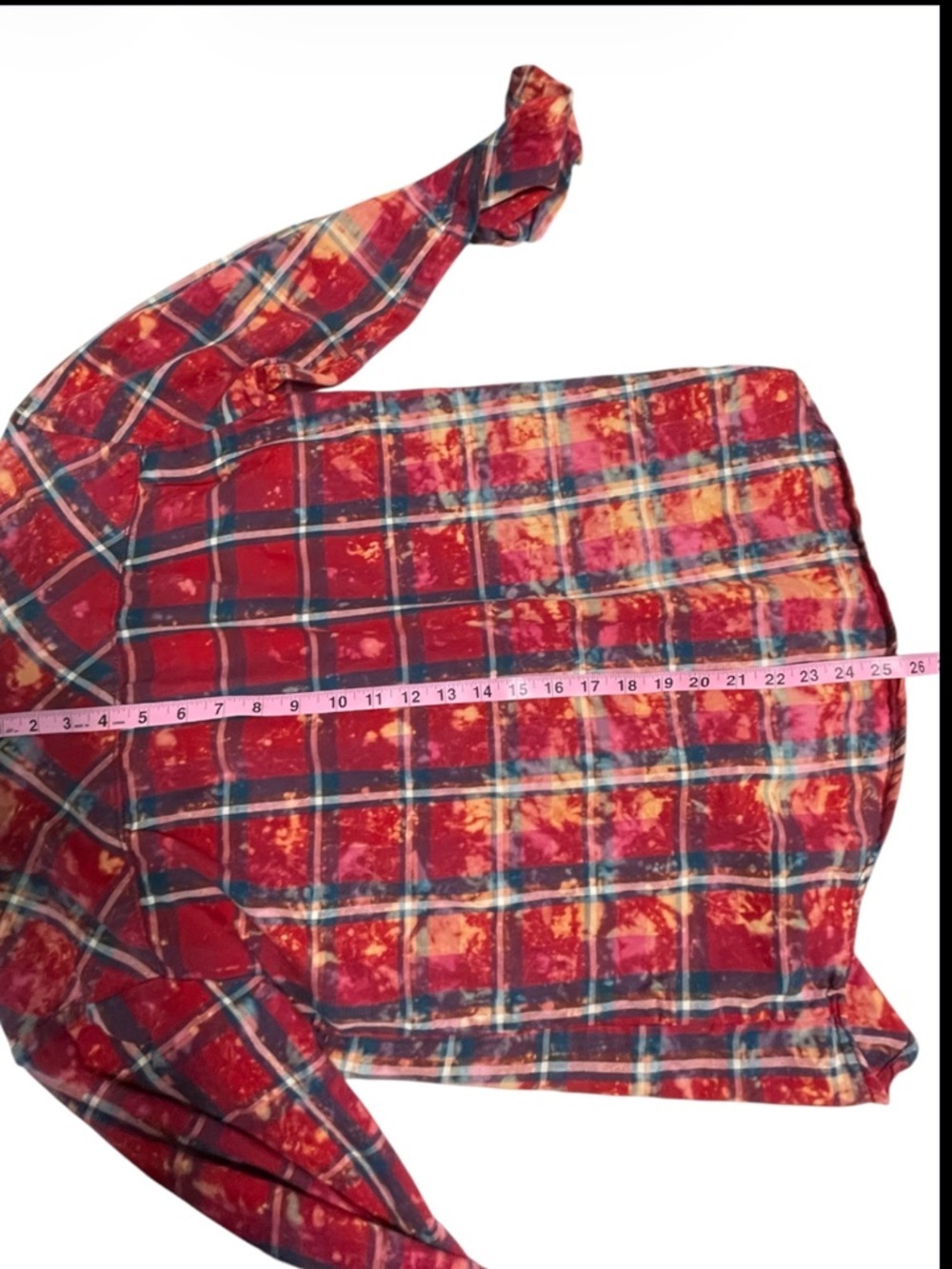 Vanilla Star Red and Navy Plaid Button-Up with Bleach Accent - Picture 10 of 10